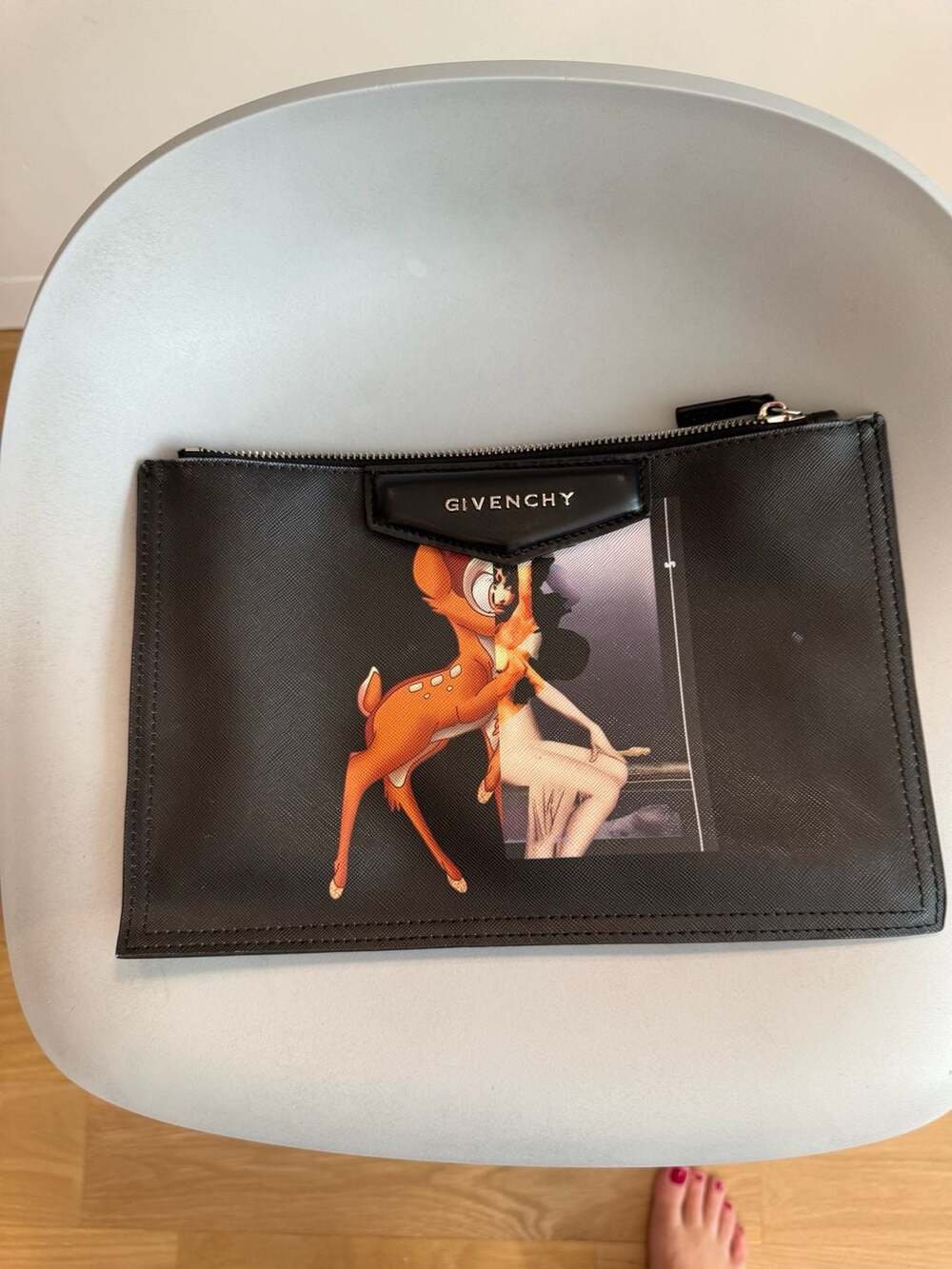 Givenchy Antigona Bambi Print Leather Zip Pouch